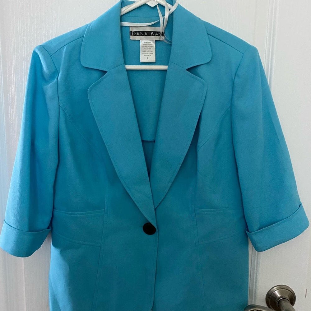 Dana Kay Women's Teal Blazer with Black Button